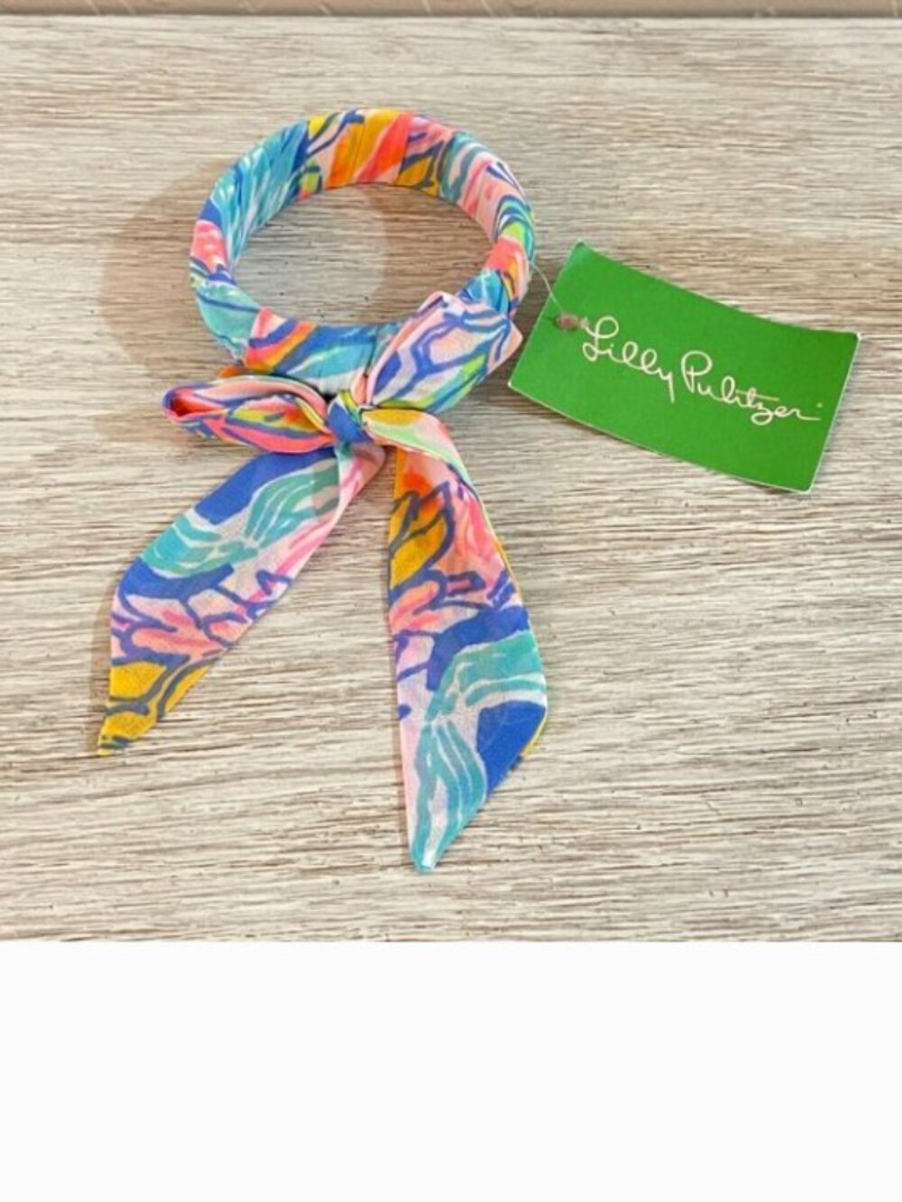 New Lilly Pulitzer Bangle Bracelet Fabric Wrapped Bennet Blue Surf Gypsea Swim